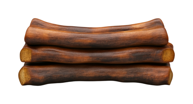 Nature's still life stacked wooden logs isolated on transparent background