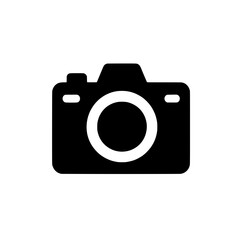 Camera Icon: A simple, bold black camera icon, symbolizing photography, media, and capturing moments. Ideal for website, app, and design projects needing a visual representation of photography.  