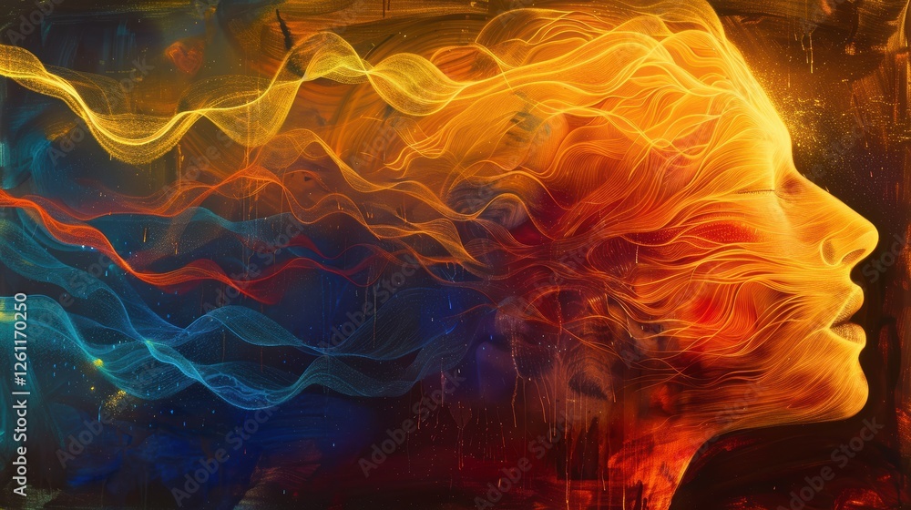 Poster emotions visualized through vibrant neural pathways in artistic expression