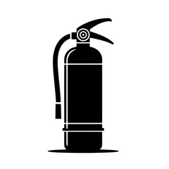 Fire Extinguisher Silhouette: A stark black silhouette of a fire extinguisher, symbolizing safety, preparedness, and the ability to handle emergencies with a sense of urgency.