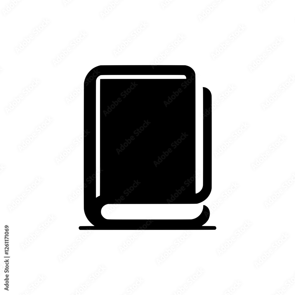 Poster book icon: a simple and modern icon representing a closed book. the minimalist design with bold blac