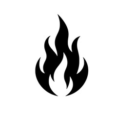 Fiery Flame Icon: A bold, stylized black flame icon, perfect for representing heat, passion, energy, or danger.  Simple, versatile, and impactful.