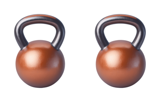 High angle kettlebell techniques for gym fitness isolated on transparent background