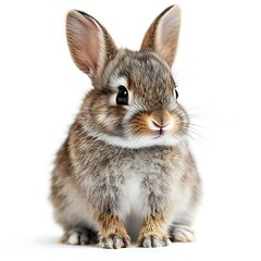 Obraz premium Cute bunny rabbit sitting, white background, studio shot, pet