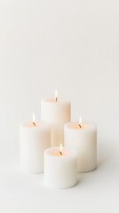 Soft Glow of White Candles on Light Background for Relaxation and Peace