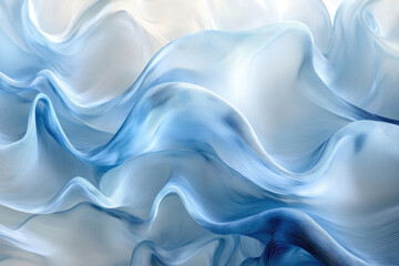 Obraz premium Abstract image of flowing, translucent blue fabric with soft waves and subtle textures.