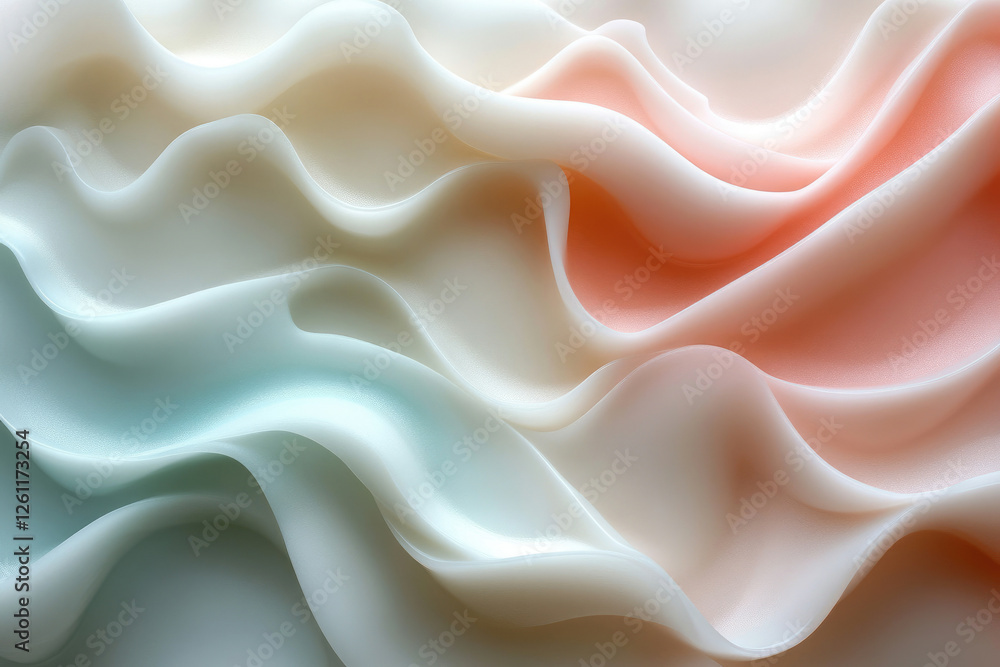 Aufkleber Abstract image of pastel-colored, flowing waves creating a smooth, elegant and luxurious texture.