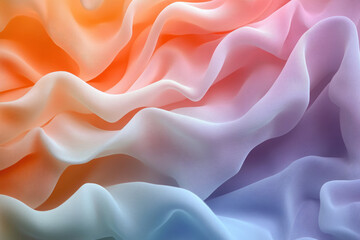 Soft pastel ombre chiffon fabric with gentle waves and flowing texture.