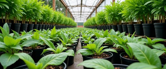 Greenhouse plant nursery for sustainable agriculture blogs, horticultural education, eco-friendly business presentations, and green industry websites