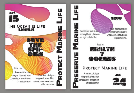 Flyer A4 Ocean Wavy Abstract Shape Whte Background