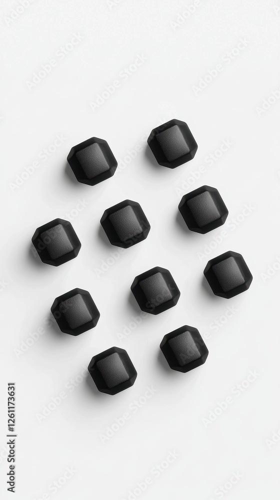 Poster black geometric objects arranged on a white background for design