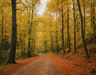 Obraz premium Autumn's Brushstroke Capturing Nature's Vibrant Landscapes for Timeless Beauty