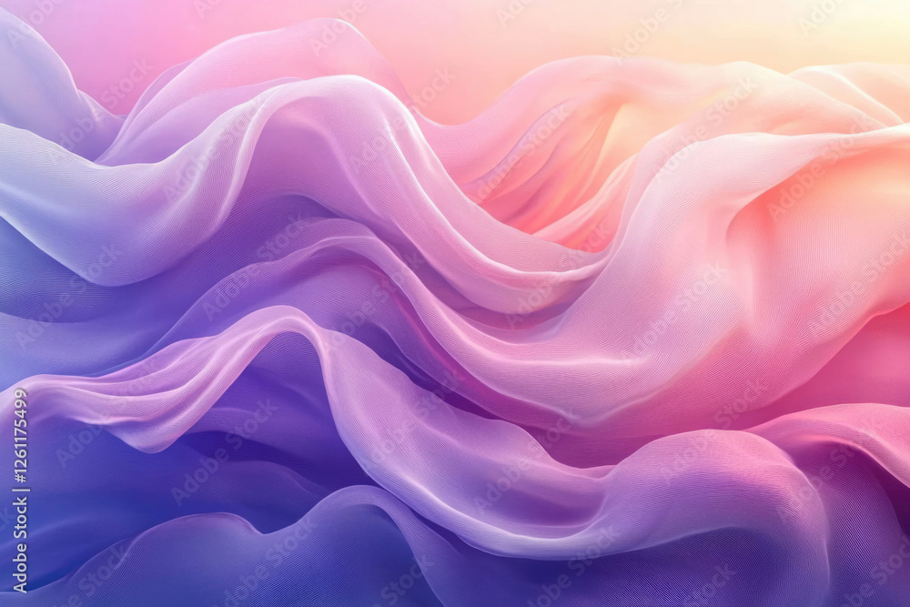 Poster Abstract image of flowing pastel-colored fabric, creating a dreamy and ethereal mood.