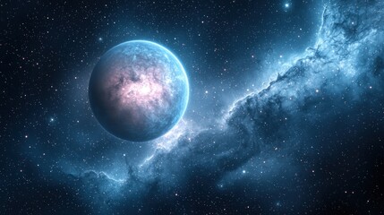 Fototapeta premium Celestial Body Near Nebula In Deep Space