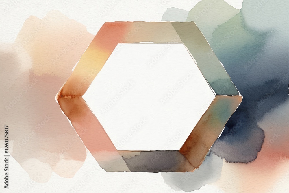Poster watercolor hexagon frame with soft background for creative use