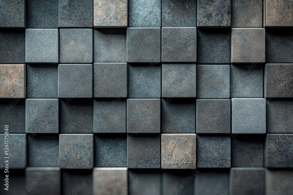 Leinwandbilder abstract background of textured gray cubes forming a geometric pattern.
