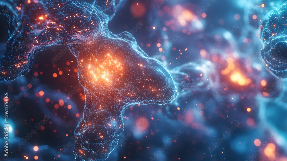 Aufkleber molecular structures interact in advanced nanotechnology processes for organ repair. generative ai.
