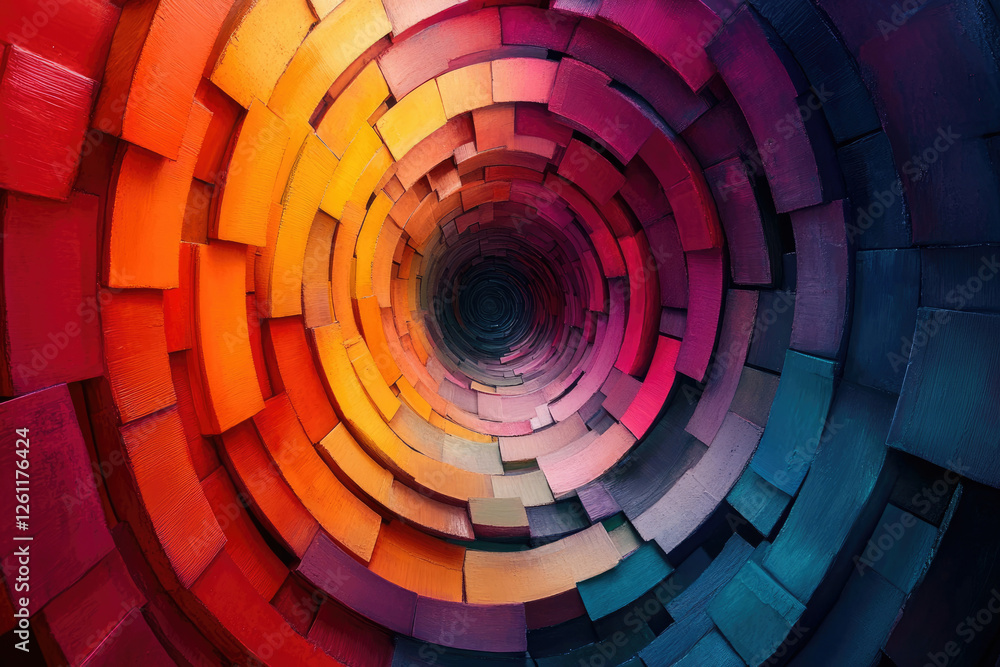 Poster A vibrant, swirling tunnel of colorful blocks creates a mesmerizing and abstract visual experience.