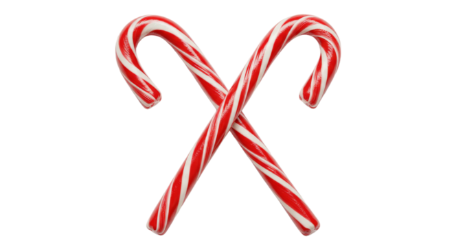 Delicious candy canes isolated on transparent background, Candy Cane cross PNG 
