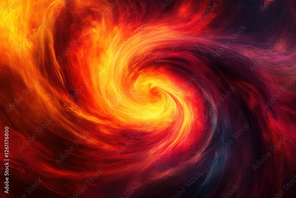 Poster Abstract swirling vortex of fiery orange and red hues, creating a dynamic and intense visual experience.