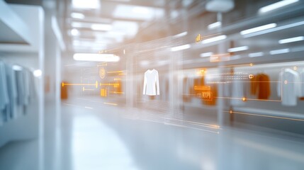 Futuristic Retail Store Visualizing Smart Fashion Technology Concept