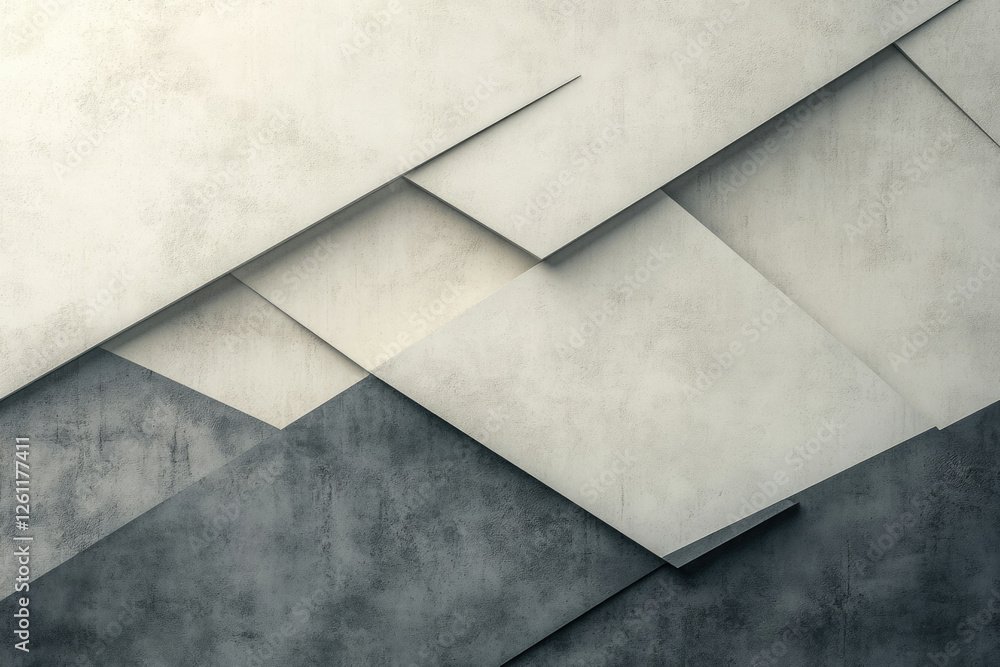 Poster abstract geometric background with textured gray and off-white intersecting planes.