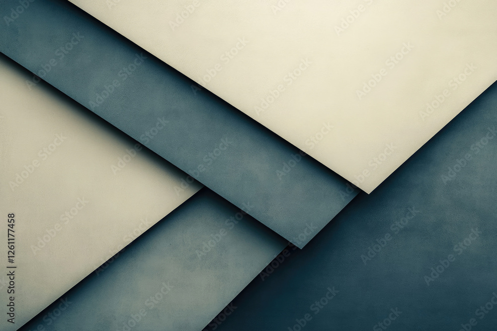 Poster abstract geometric design featuring overlapping beige and teal textured squares.