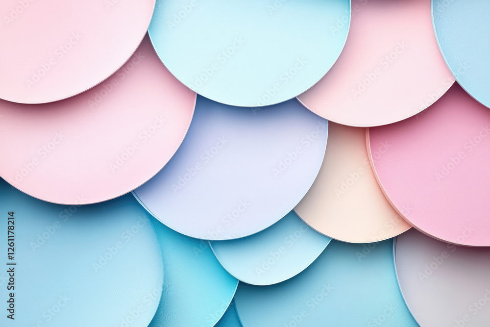 Poster Abstract pastel-colored circles overlap creating a visually appealing and calming pattern.