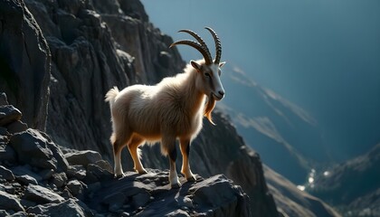 Obraz premium a mountain goat standing on top of a rocky cliff
