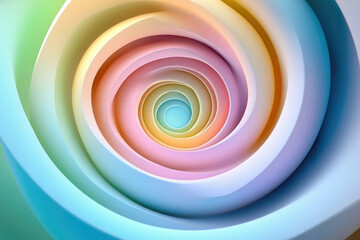 Abstract pastel swirl, mesmerizing concentric circles creating a hypnotic, colorful vortex.