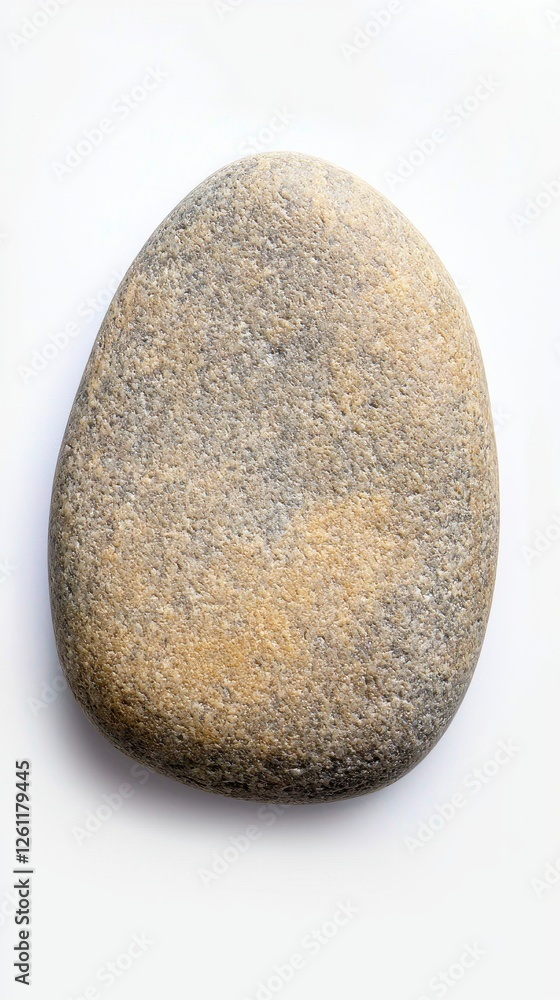 Poster smooth, rounded stone with subtle texture on white background
