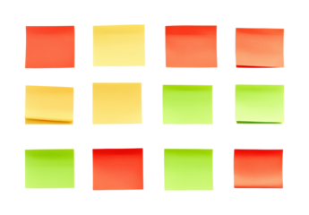 Colorful sticky notes organization isolated on transparent background