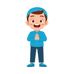 little muslim kid with greeting pose