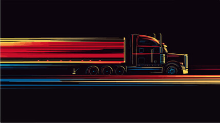 Flat illustration of a truck with a semi-trailer. Cargo transportation. Truck.