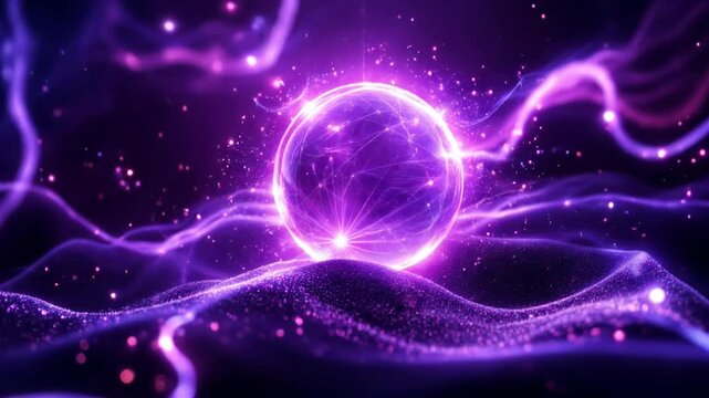 Mesmerizing video purple energy magic sphere