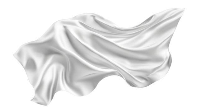 Flowing white fabric with transparent background