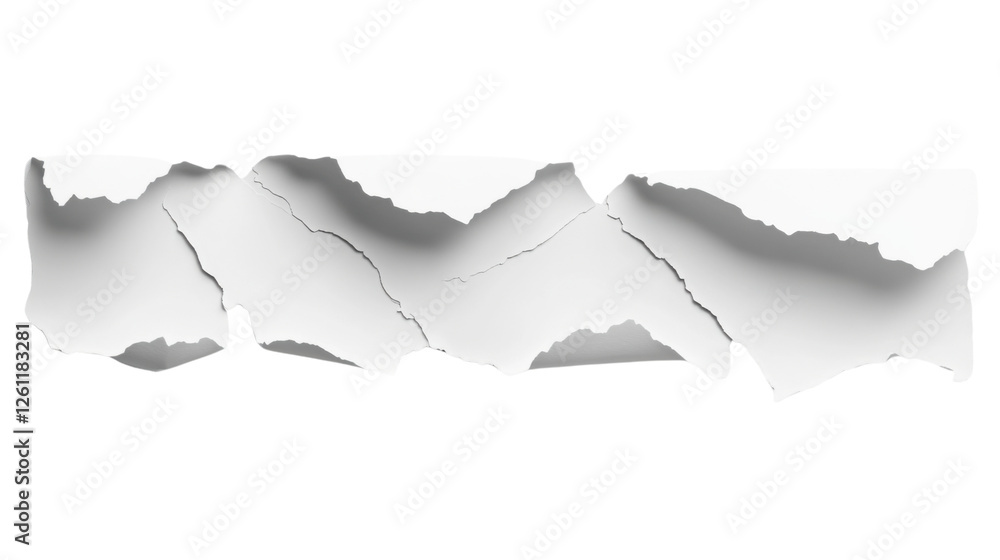 Aufkleber torn horizontal piece of white paper with transparent background creating a ripped effect