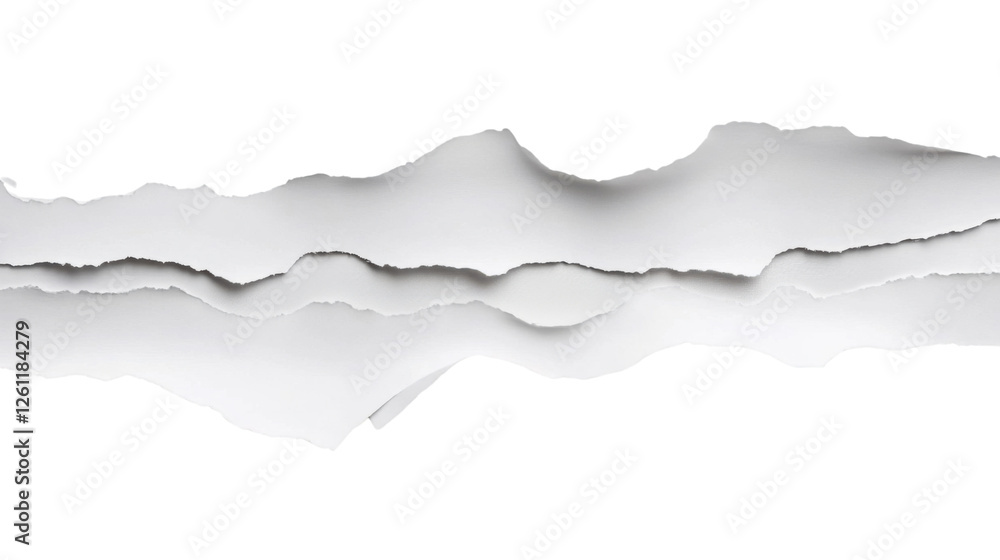 Poster set of horizontal torn paper strips creating a transparent background effect