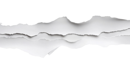 Set of horizontal torn paper strips creating a transparent background effect