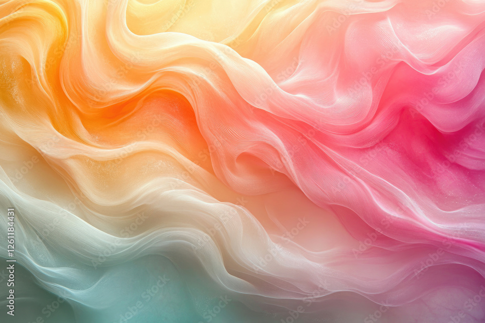 Poster abstract pastel-colored fabric with flowing, wavy textures creating a dreamy, soft image.