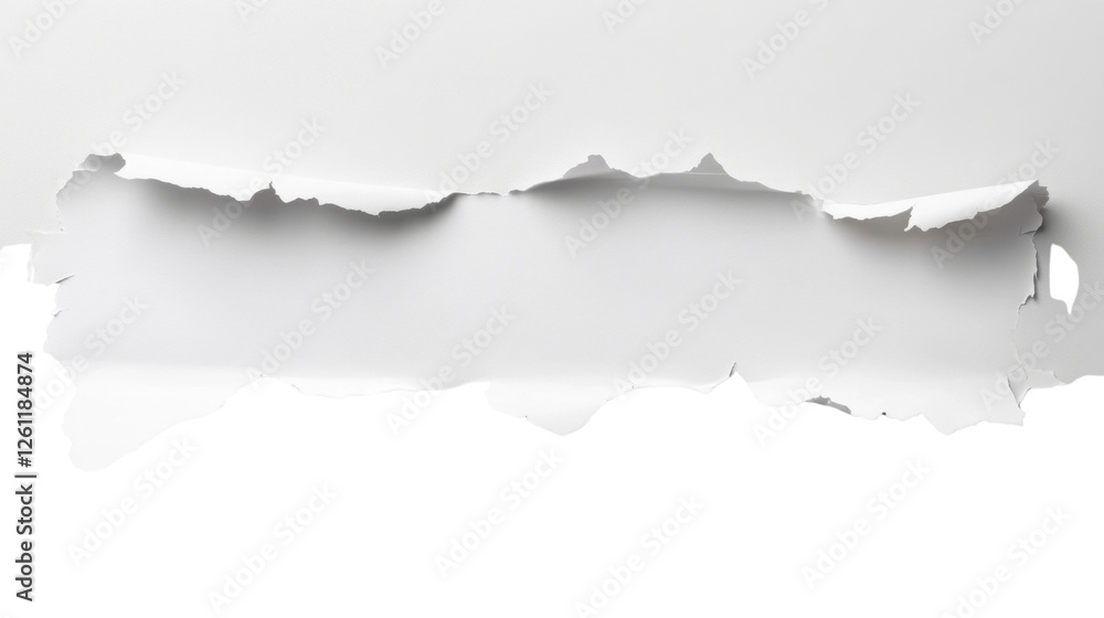 Poster white ripped paper with transparent background creating copy space