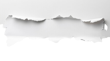 White ripped paper with transparent background creating copy space