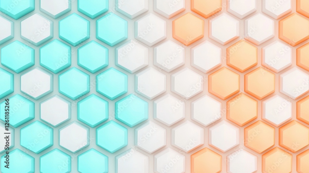 Aufkleber colorful hexagonal pattern background in soft blue and orange tones