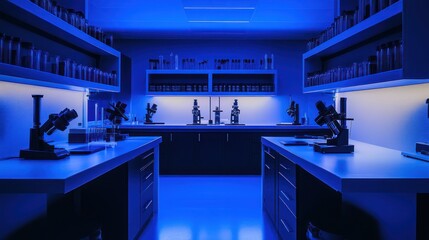 Naklejka premium Modern, illuminated lab, research, scientific work