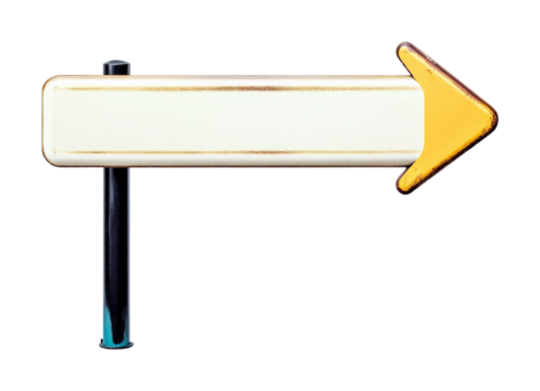 Directional signage for travel paths isolated on transparent background