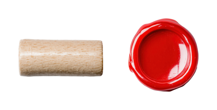 Sealing wax and stamper studio isolated on transparent background