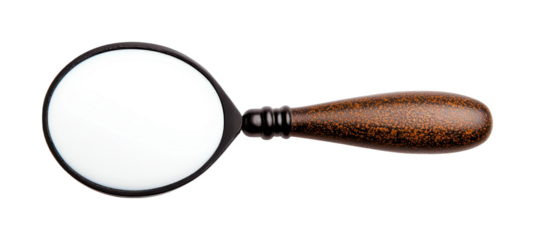 Magnifying glass for detailed inspection isolated on transparent background
