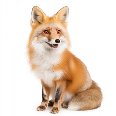 Obraz premium Adorable Fox Sitting Gracefully with Bright Orange Fur and Happy Expression