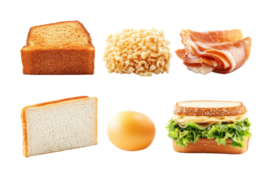 Culinary inspiration egg sandwiches isolated on transparent background