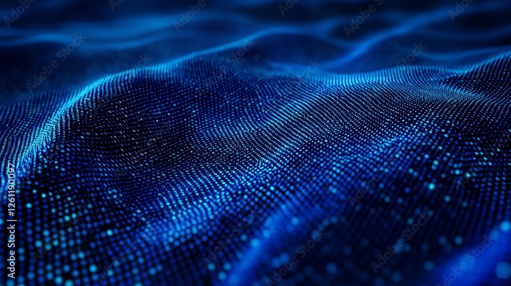 Aufkleber abstract blue digital wave particle background texture digital art design modern technology futurist